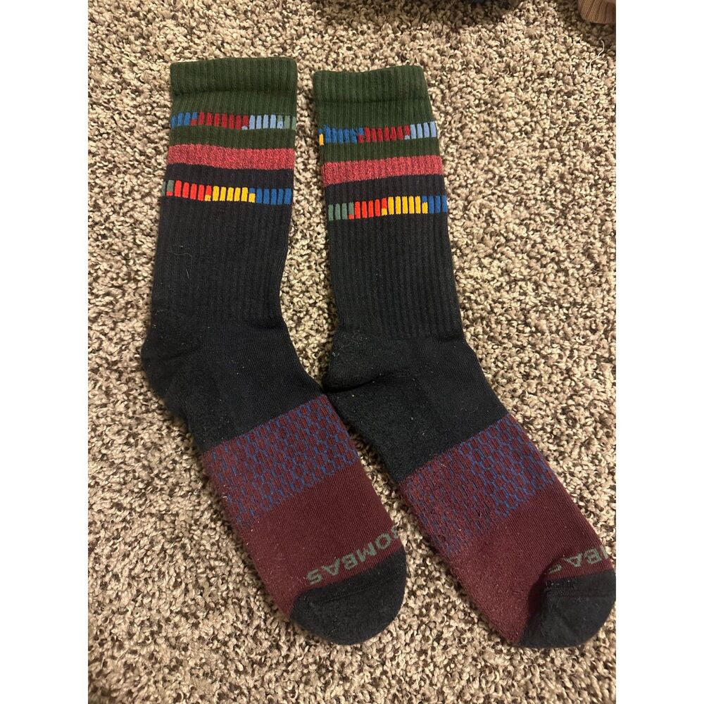 Bombas Vintage Stripe Calf Socks Forest Green Burgundy Navy Honeycomb XL